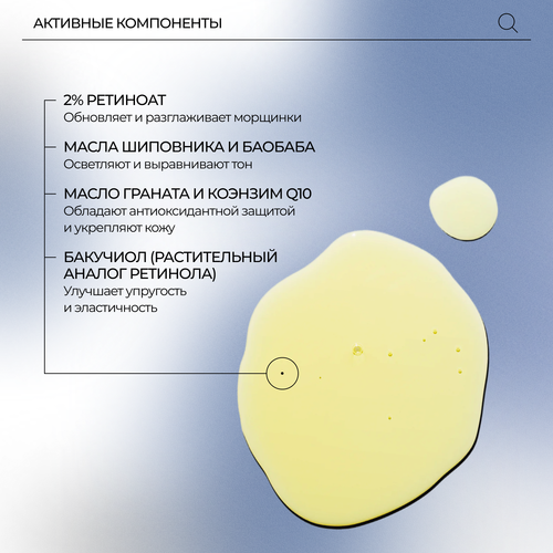 PSA MIDNIGHT COURAGE Rosehip & Bakuchiol Night Oil Ретиноловое ночное масло с шиповником и бакучиолом, 15 мл