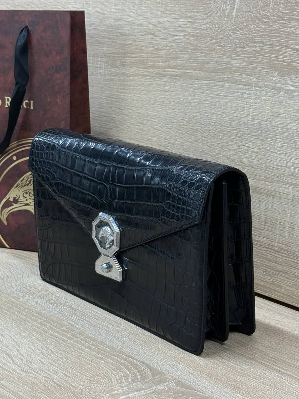 Борсетка Stefano Ricci из кожи крокодила