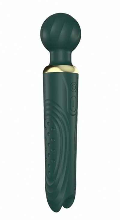 Зеленый двусторонний вибратор-wand Secwell - 22 см.