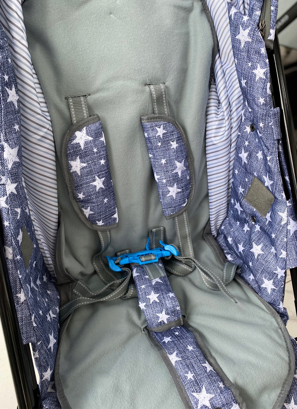 Коляска комбинированная «Наши детки» 6 со звездами джинс (арт. НДТ6/3)