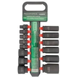 Набор головок ударных комбинированный 14пр.,1/2''(короткие:10,12-15,27,30,32мм,глубокие:17,19,21,22,24,36мм),на пластиковом держателе RockForce##Rock FORCE RF-4149MPB
