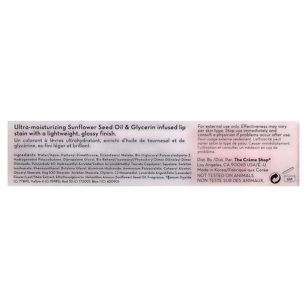 The Creme Shop, Glossy 12 HR + оттенок для губ, херувим, 5,5 г (0,194 унции)