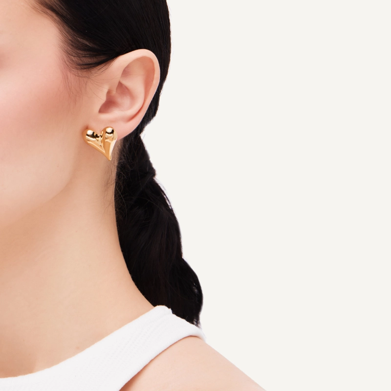 Серьги Продолговатое Сердце – Золото