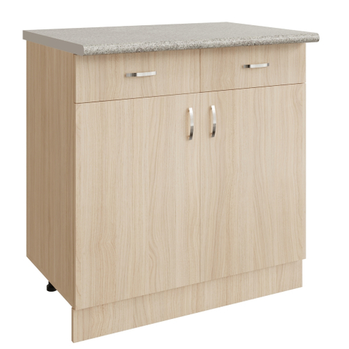 Стол разделочный 80 венге светлое (дуб млечный) (2 ящика), столешница гранит пёстрый