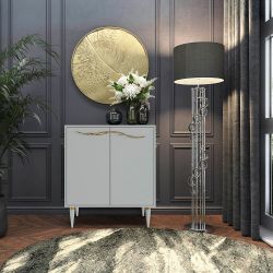 Комод Арт Колор matte Классик Голд с 2 полками Серый дым матовый