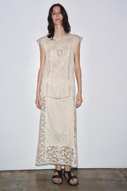 ZARA ПЛАТЬЕ С ВЫШИВКОЙ И ПАЙЕТКАМИ LIMITED EDITION, ЖЕЛТОВАТО-БЕЛЫЙ