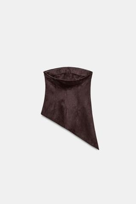 ZARA ТОП АСИММЕТРИЧНОГО КРОЯ ИЗ ИСКУССТВЕННОЙ ЗАМШИ, ШОКОЛАДНО-КОРИЧНЕВЫЙ