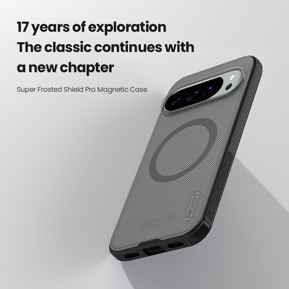 Чехол серый тонированный c MagSafe для Google Pixel 10 Pro XL, серия Super Frosted Shield Pro Magnetic (Clear version) от Nillkin