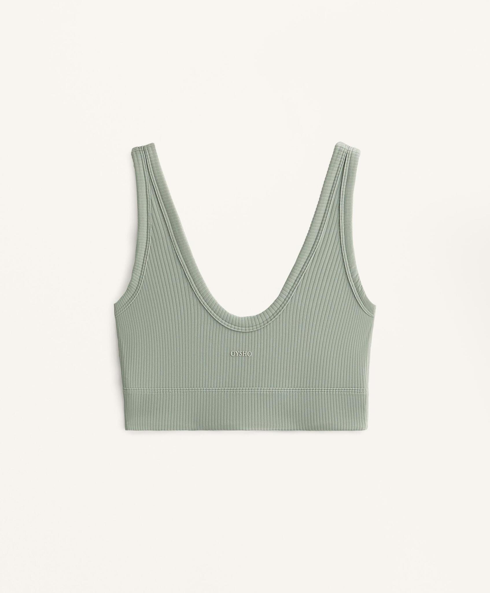 Oysho Майка Comfortlux с открытой спиной, сине-зеленый