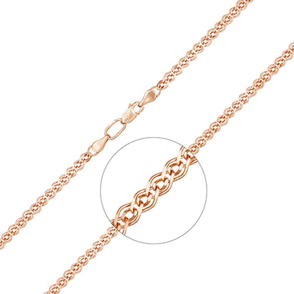 Браслет из красного золота с алмазной гранью (плетение «Нонна»)