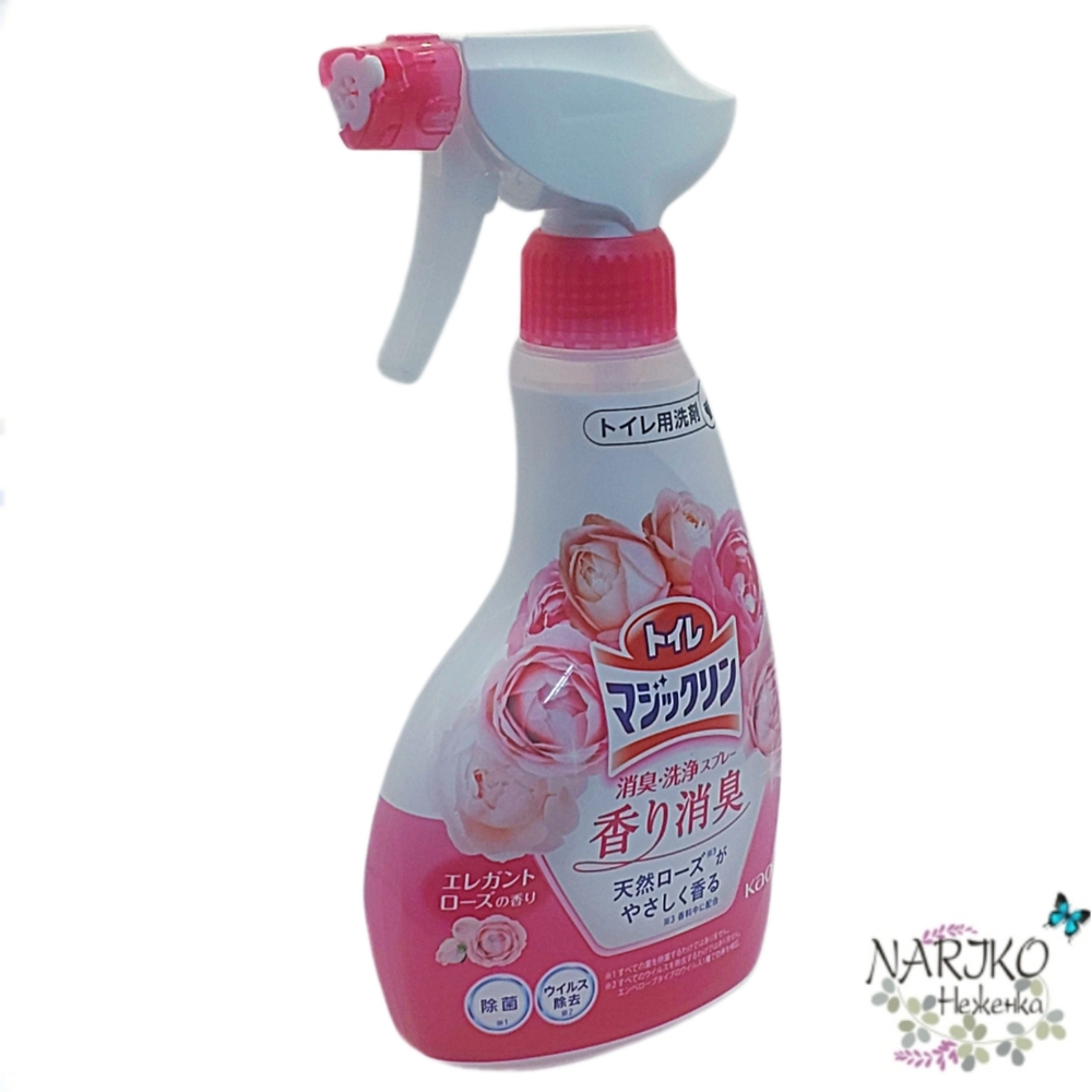 Средство для туалета чистящее и дезодорирующее KAO Magicclean с ароматом Розы пенящееся, 380 мл.