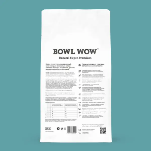 Bowl wow корм сухой для взрослых собак мелких пород: индейка, рис, розмарин