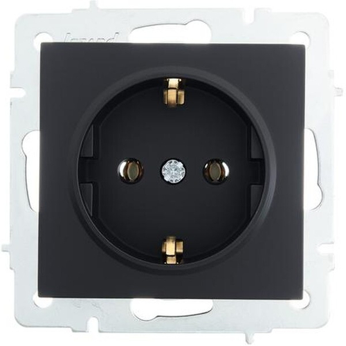 Розетка 1-м СП Vesna с заземл. механизм черн. бархат LEZARD