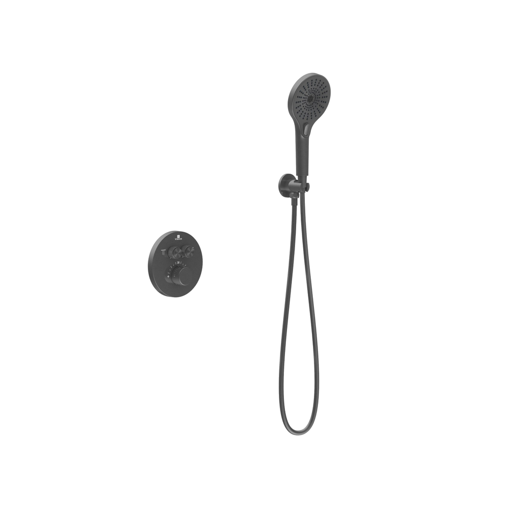 Душевой комплект Vincea Inspire VSFW-3I22MT5GM встраиваемый, термостат, двухрежимный, вороненая сталь