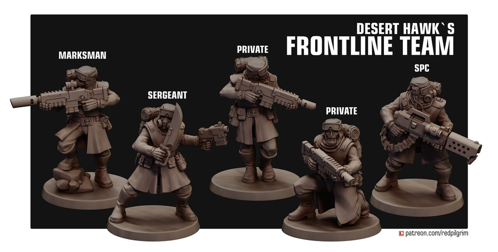Astra Militarum Tallarn Desert Raiders Талларнский передовой отряд Сержант, лазганы, снайпер, огнемёт 1шт. миниатюра для AOS,Waha, Настольная игра, НРИ, Варгейм, РПГ