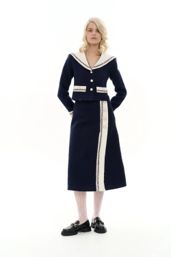 Юбка-миди с разрезом в морском стиле