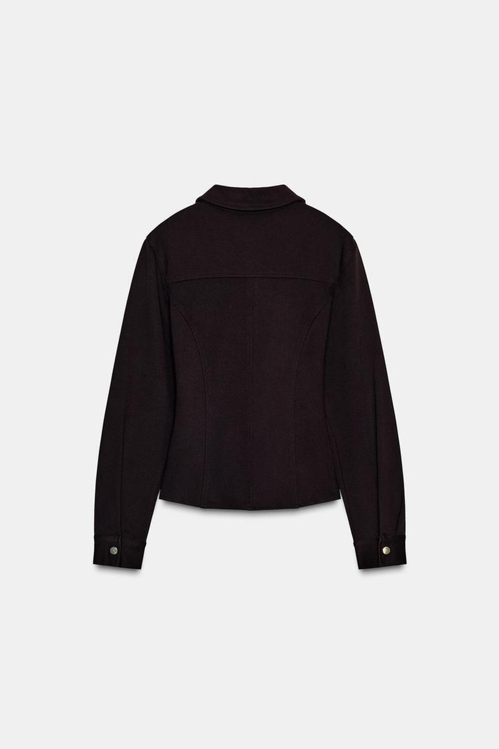 ZARA ПРИТАЛЕННАЯ РУБАШКА ИЗ КРЕПА, КОРИЧНЕВЫЙ