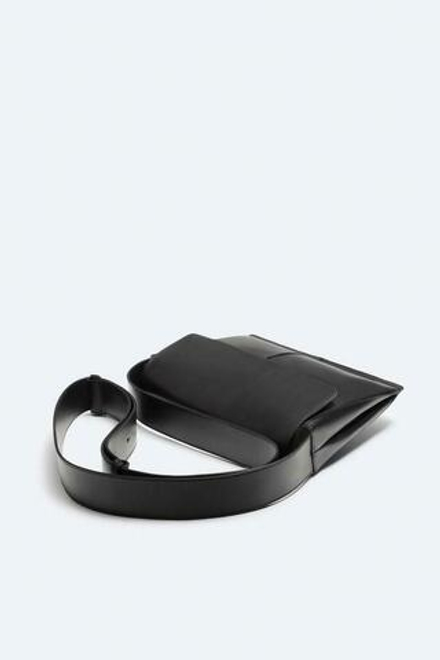 ZARA КОЖАНАЯ СУМКА, ЧЕРНЫЙ