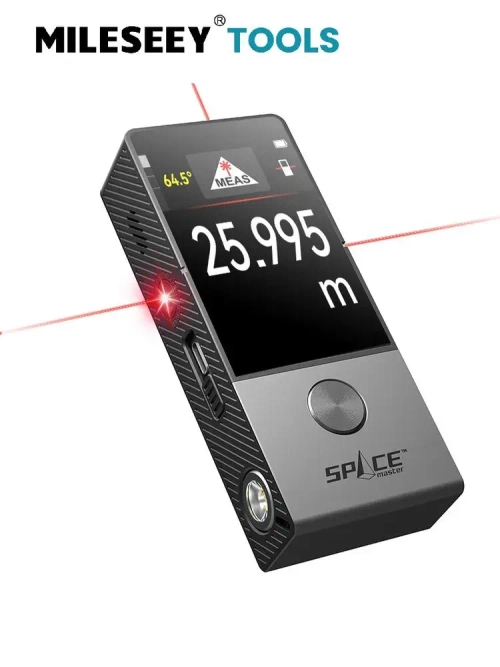 MILESEEY D9 Pro Лазерный Дальномер 100 м, Сенсорный IPS-Экран 2.4", Синхронизация с Приложением, Двусторонний Лазер, P2P, Живое Отображение Угла, Профессиональный Инструмент