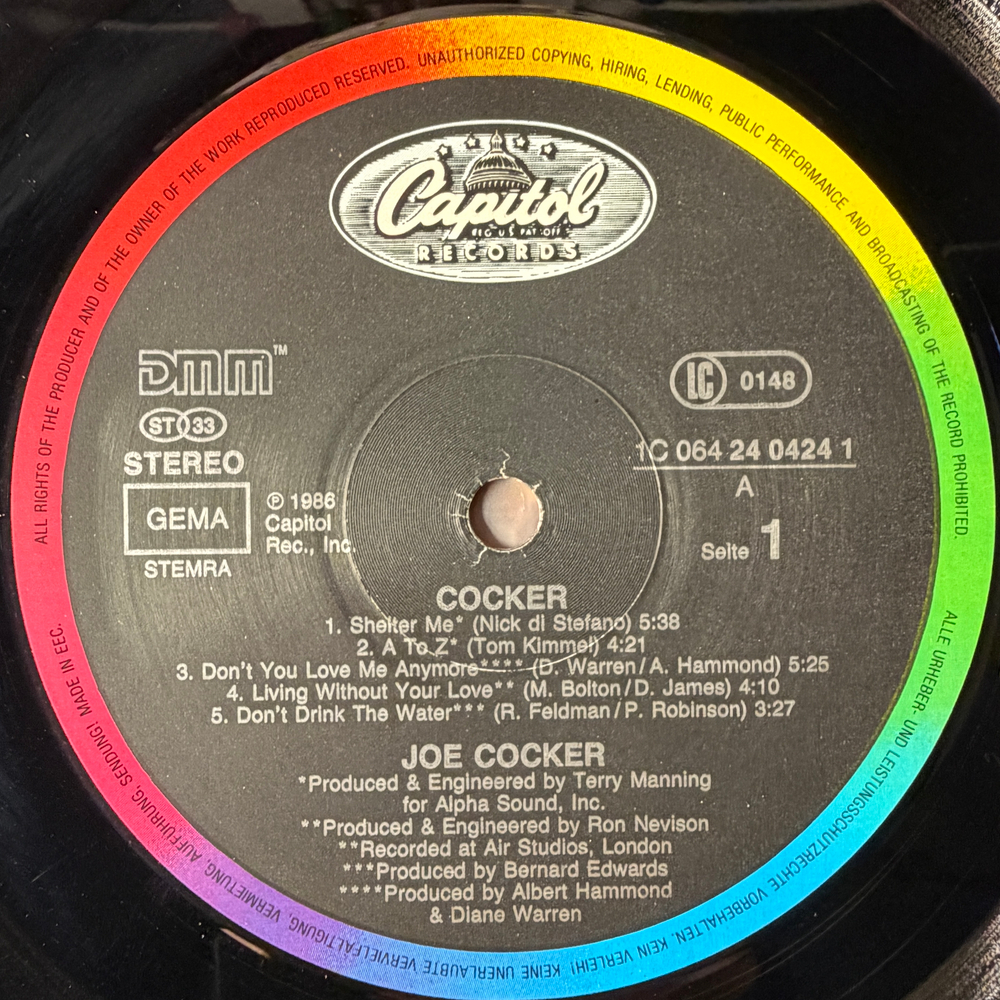 Joe Cocker - Cocker (Европа 1986г.)