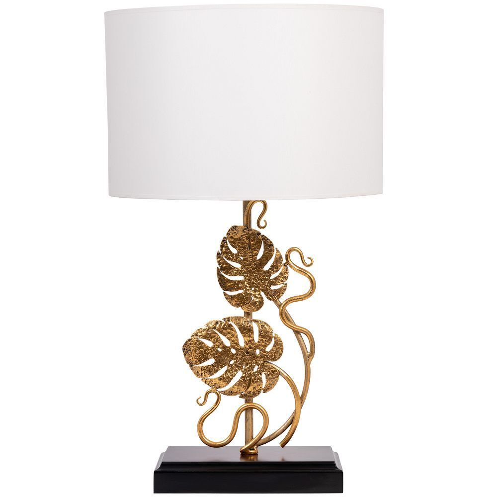 Настольная лампа Monstera Deliciosa (Монстера) Каштан Амбер с абажуром Vintage Белый