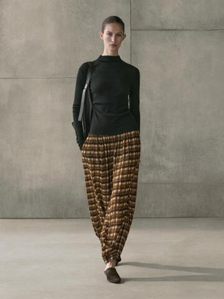 Massimo Dutti Свободные брюки-саруэль, горчично-желтый