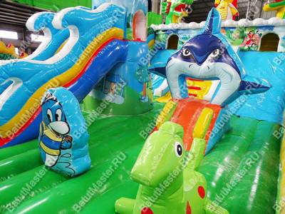 Коммерческий надувной батут "Затерянный остров, три горки" 12*7*7 м