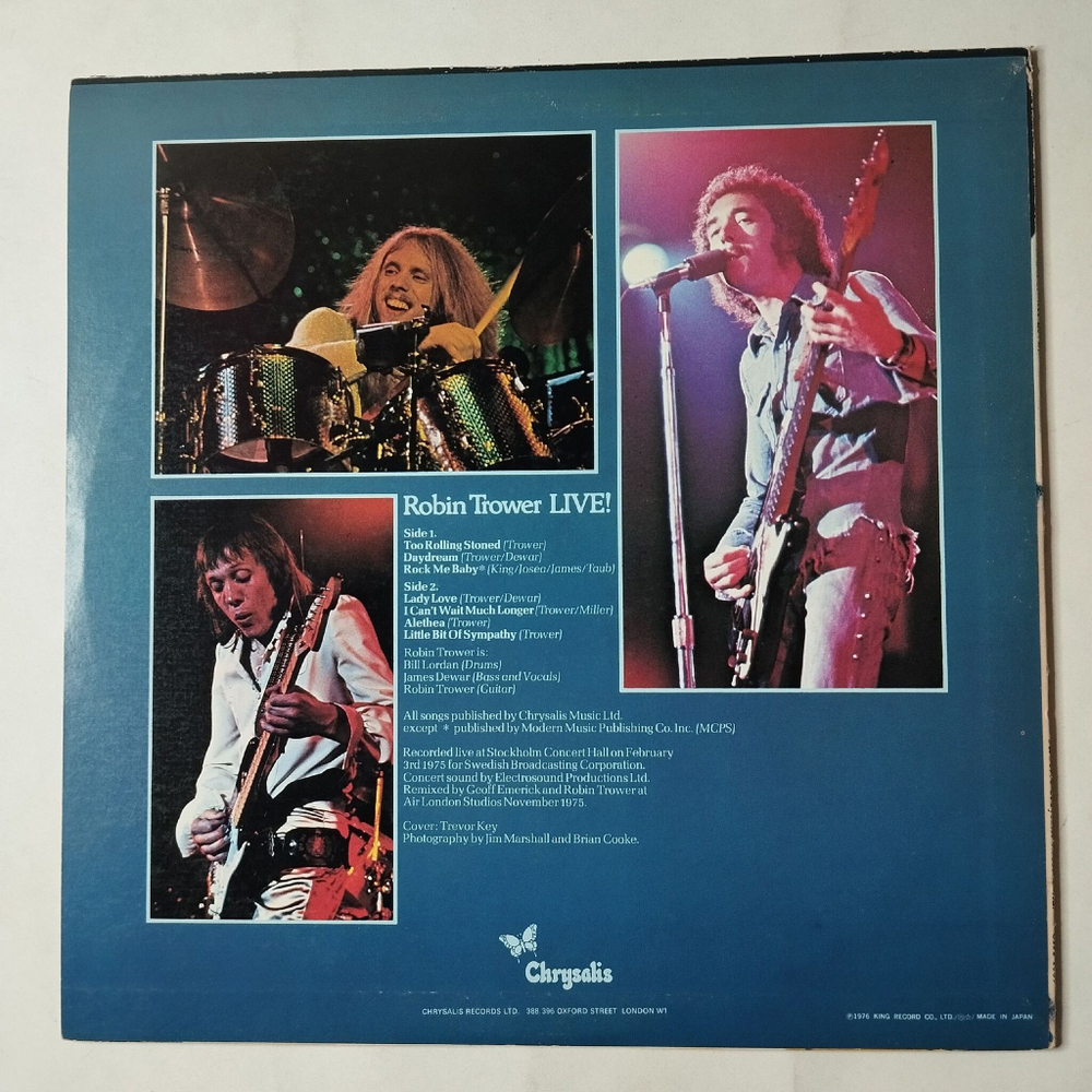 Винтажная виниловая пластинка LP Robin Trower Robin Trower Live (Japan 1976) (No Obi) Rock Me Baby