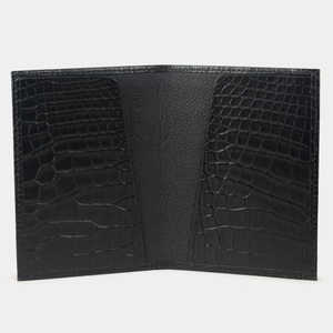 Кожаная обложка для паспорта, аллигатор черного цвета