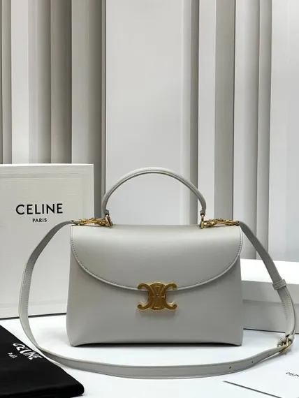Сумки CELINE MEDIUM NINO из блестящей телячьей кожи белый
