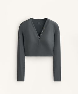 Oysho Лонгслив Comfortlux в рубчик, антрацитово-серый