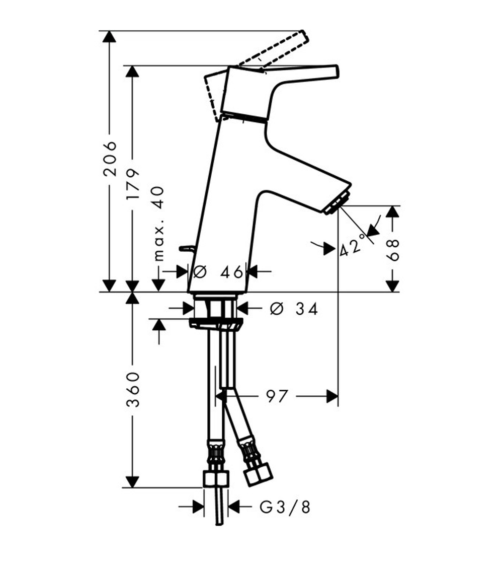 Смеситель для раковины 80, со сливным гарнитуром Hansgrohe 72010000 Talis S