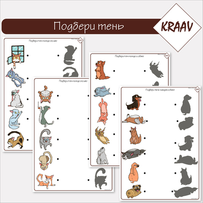 Развивающая игра "Подбери тень и проведи линию"