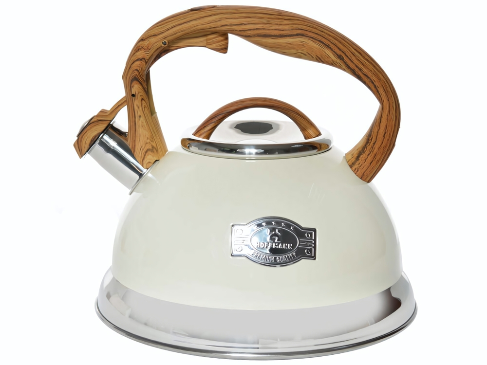 Чайник 3л со свистком, коричневая ручка, бежевый НМ 55189