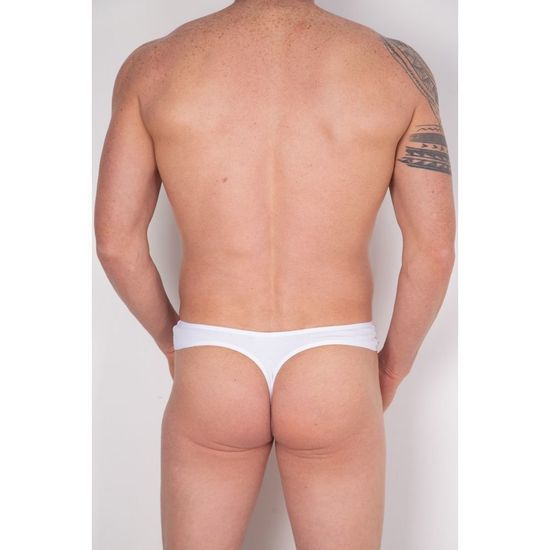 Мужские трусы стринги белые в красную полоску Cosmos Colors  FC10_RW