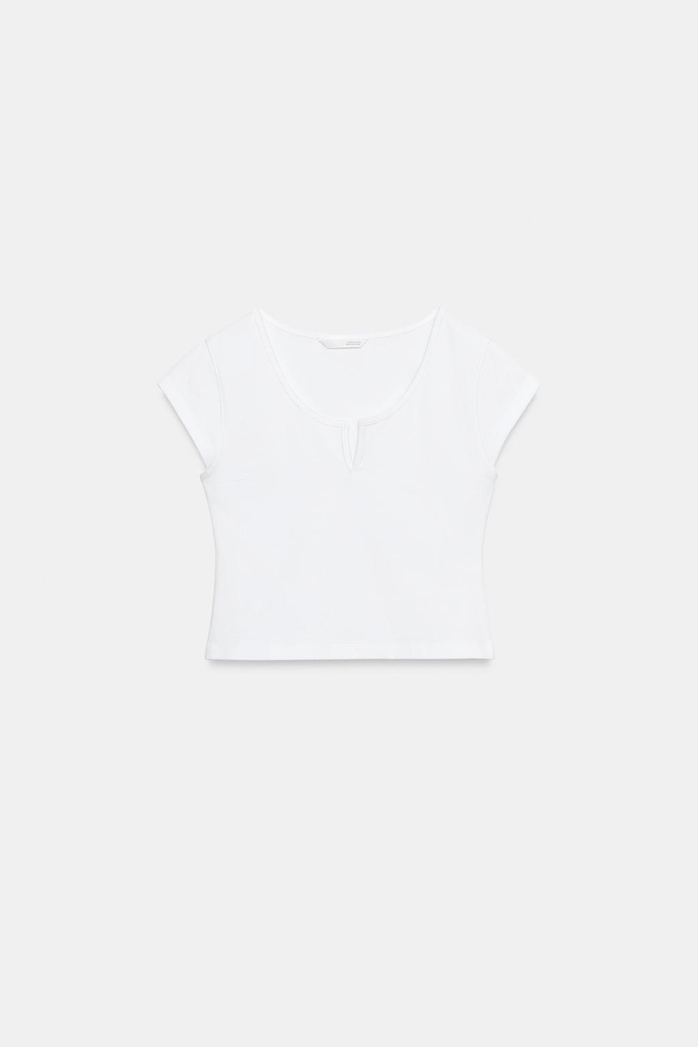 ZARA УКОРОЧЕННЫЙ ТОП С РАЗРЕЗОМ, БЕЛЫЙ