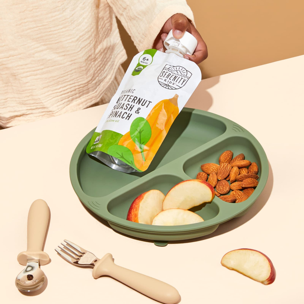 Serenity Kids, органическая мускатная тыква и шпинат с оливковым маслом, для детей от 6 месяцев, 99 г (3,5 унции)