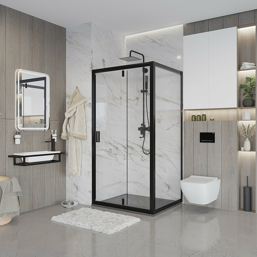 Душевой уголок Niagara Nova 90х80 NG-83-9AB-A80B профиль Черный стекло прозрачное