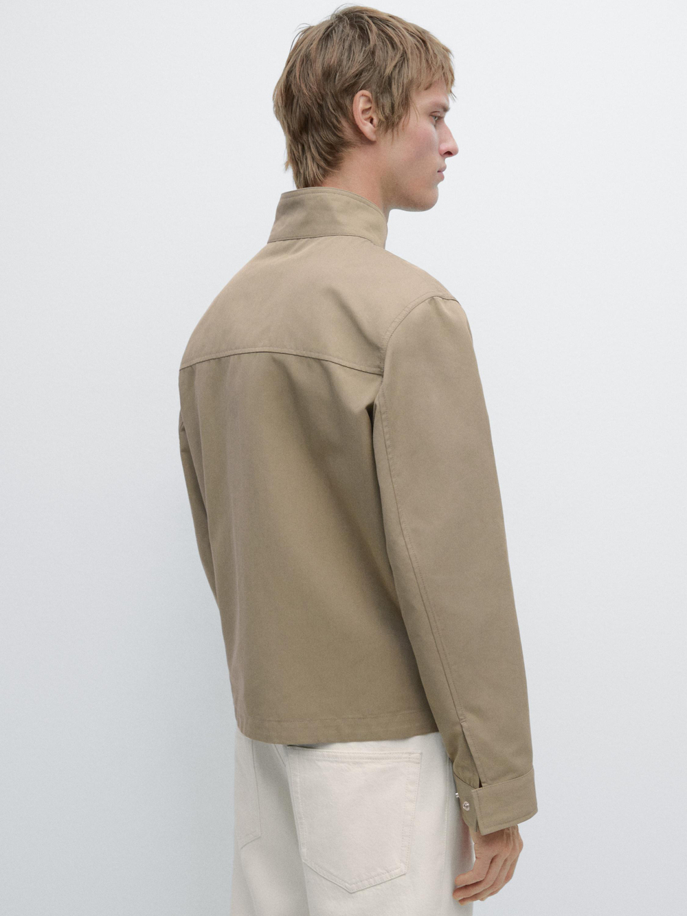 Massimo Dutti Короткая куртка с карманами, светло-бежевый