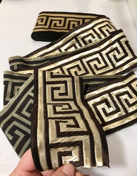 Жаккардовая лента для штор арт. TBY 1907-5 коричневый золото (8 см)