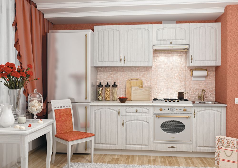 Модульный кухонный гарнитур «Монако» 2100 (Сандал), ЛДСП/МДФ, ДСВ Мебель