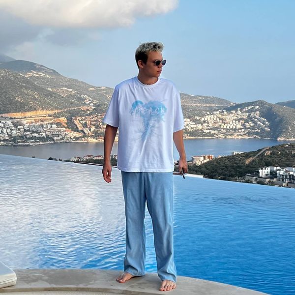 Брюки #4 Вельветовые Голубые - фото 1