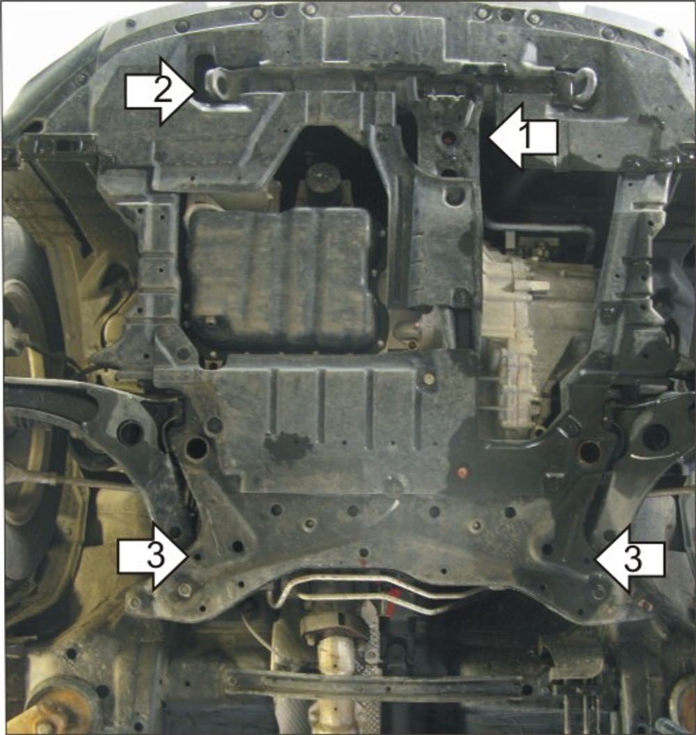 Защита картера Двигателя, КПП. 5 мм, Алюминий. для Mitsubishi Outlander XL 2007-2009 MOTODOR.31301