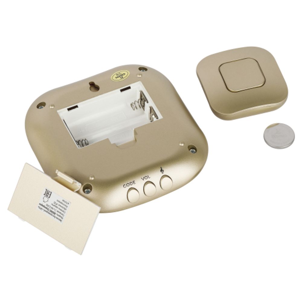 Звонок дверной ЭРА BIONIC Champagne беспроводной шампань 6 мелодий | Электрозвонки беспроводные