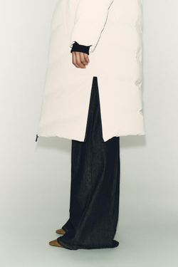 ZARA ДЛИННЫЙ ПРОРЕЗИНЕННЫЙ АНОРАК WINDPROOF С КАПЮШОНОМ, СВЕТЛО-БЕЖЕВЫЙ