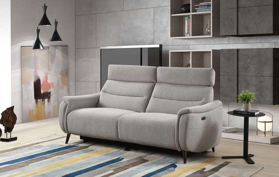 Диван c электро-реклайнером Level, 183 см, серое букле