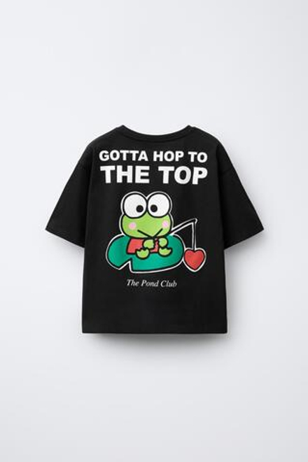 ZARA ФУТБОЛКА KEROPPI © SANRIO, ЧЕРНЫЙ