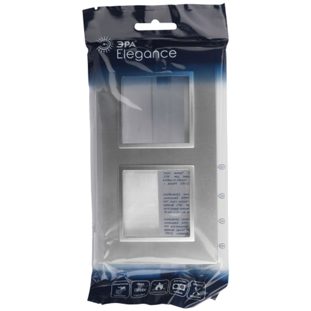 Рамка для розеток и выключателей ЭРА Elegance 14-5012-03 Classic, на 2 поста, алюминий