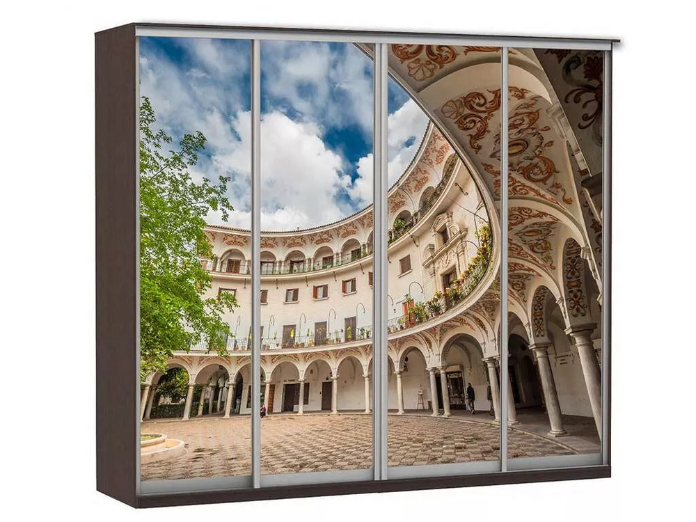 Шкаф купе Модерн 2362х450 4-х дверный 4-х секционный фотопечать №2 венге
