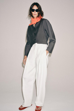 ZARA БРЮКИ-BARREL — ZW COLLECTION, БЕЛЫЙ